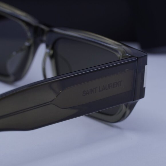 Saint Laurent SL660/F 003 Rectangle Sunglasses - Brown/Grey - Picture 9 of 13